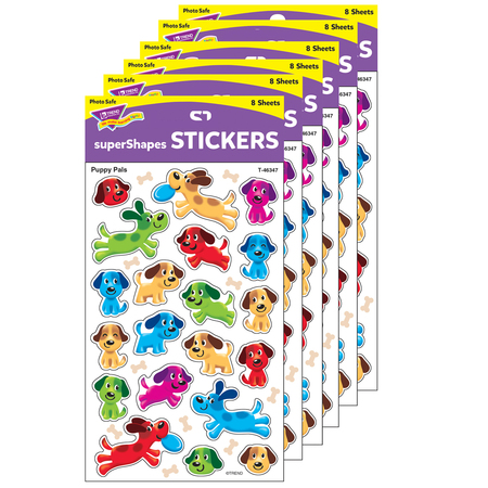 TREND ENTERPRISES Puppy Pals superShapes Stickers-Large, PK960 T46347